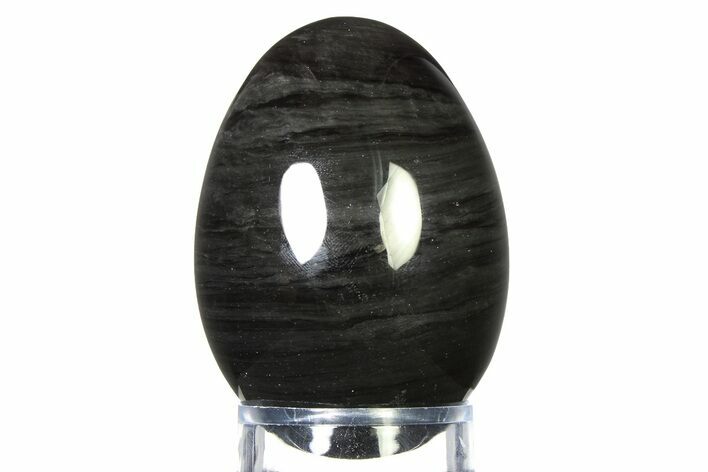 Polished Silver Sheen Obsidian Egg - Mexico #322359